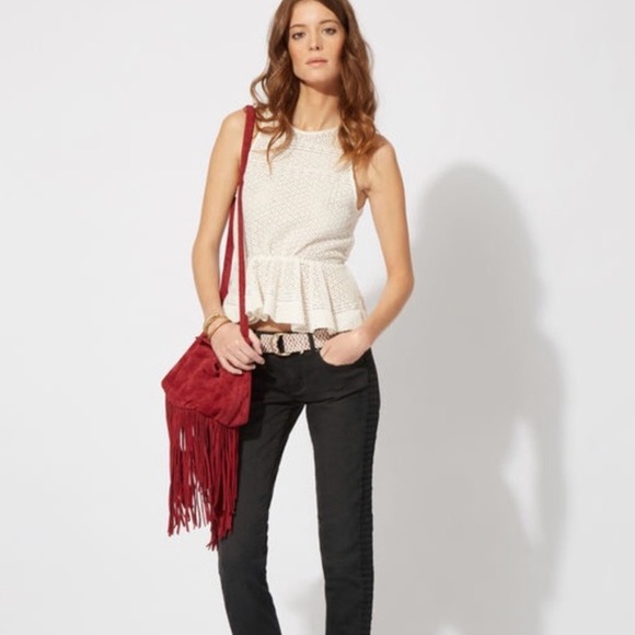 Maje Tops - Maje ivory Larissa lace peplum tank top eyelet tank top sleeveless